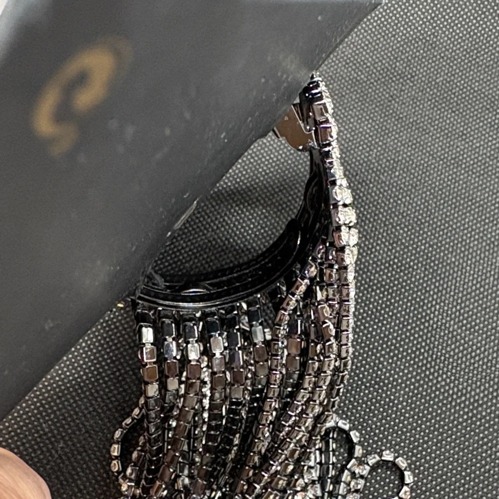 Zara Silver Rhinestone Hair Clip Tassel